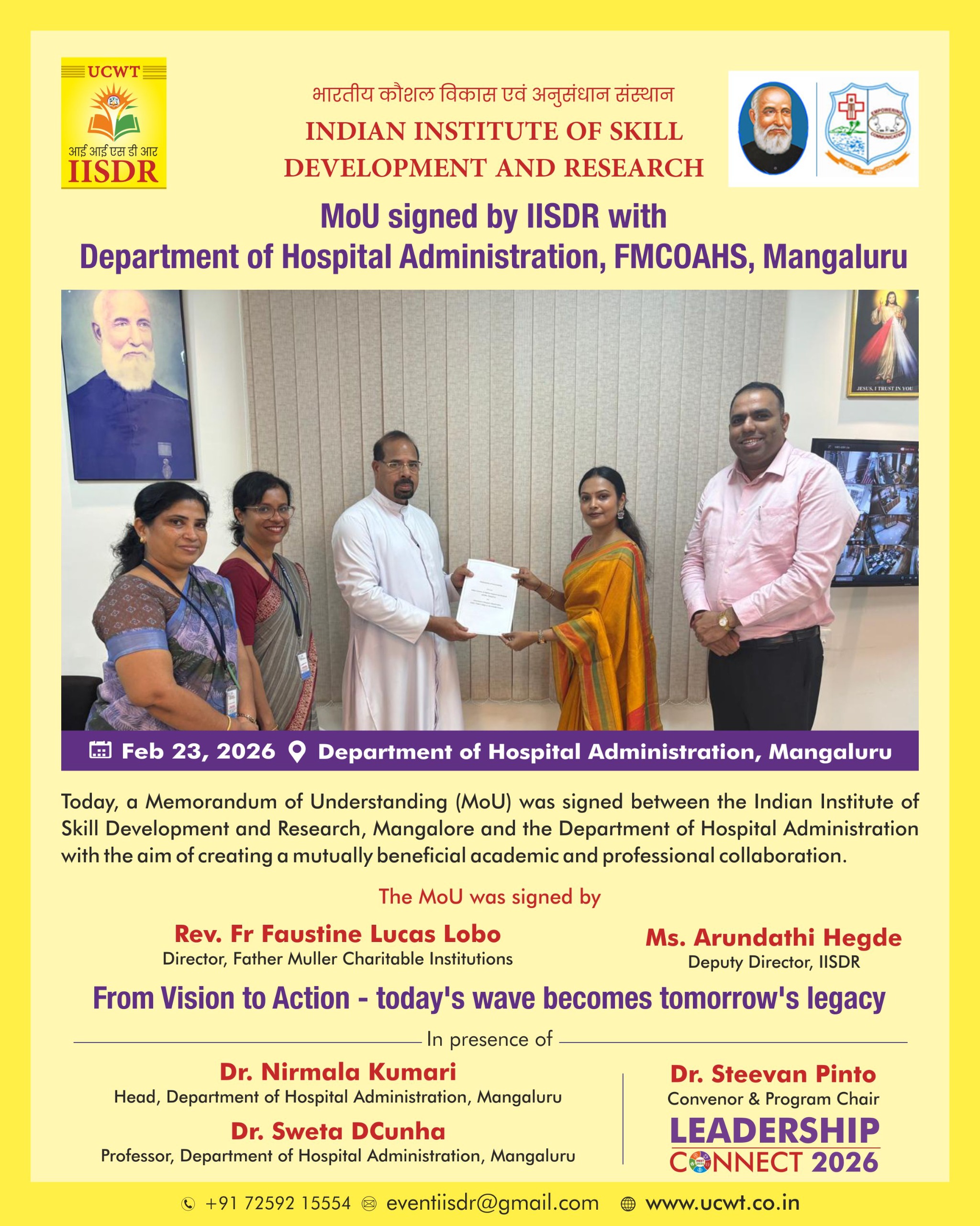 MoU with Hospital Administration Mangalore